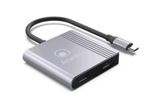 ATLANTIS A04-TC_2HDMI+ ADATTATORE DA USB TYPE-C A DUAL HDMI FULL HD 60HZ -CAVO 18CM GRIGIO